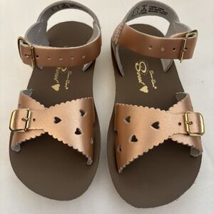SUN-SAN SALT WATER SANDALS SWEETHEART ROSE GOLD TODDLER SIZE 9